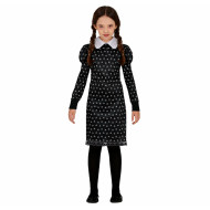 TUESDAY COSTUME CARNEVALE MERCOLEDI NERO 3/4 ANNI PER TRAVESTIMENTI A TEMA FILM FAMIGLIA ADDAMS HALLOWEEN NO ACCESSORI