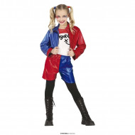 COSTUME CARNEVALE HARLEY QUINN 10/12ANNI PANTALONCINI MAGLIA-GIACCA PER TRAVESTIMENTI A TEMA THE JOKER BATMAN NO ACCESSO