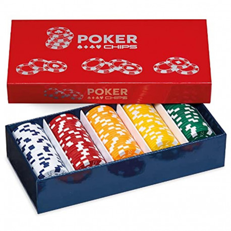 POKER CHIPS SCATOLA CON 125 FICHES 11,5GR CON VALORE DA 1 A 50 5 COLORI BLU ROSSO ARANCIONE VERDE GIALLO DAL NEGRO ITALY