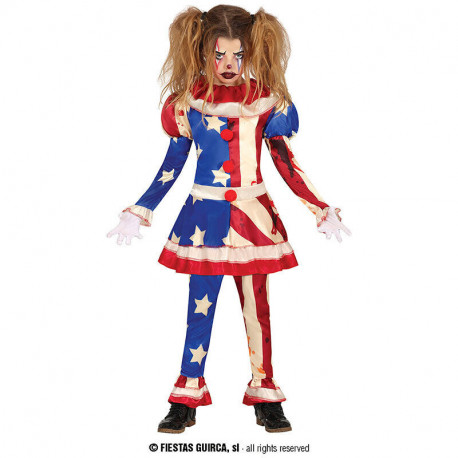 COSTUME CLOWN HORROR 3/4ANNI VESTITO E PANTALONI PER TRAVESTIMENTI DI HALLOWEEN CARNEVALE PAGLIACCIO AMERICA NO ACCESSOR