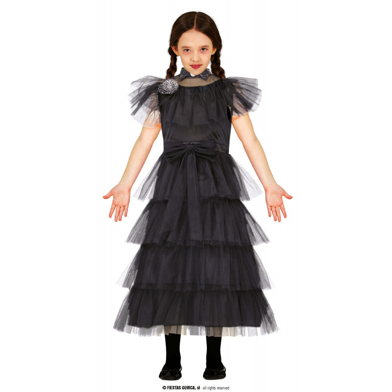 COSTUME DA BALLO NERO MERCOLEDI 7/9 ANNI PER TRAVESTIMENTI CARNEVALE E  HALLOWEEN A TEMA FILM FAMIGLIA ADDAMS NO ACCESSOR - Parole e Pensieri