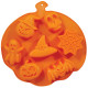 TAPPETINO 26X23CM CON 7 FORMINE SAGOMATE PER BISCOTTI 7 SOGGETTI HALLOWEEN ASSORTITI FANTASMINO CAPPELLO ZUCCA TESCHIO