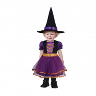 COSTUME STREGA BABY 2/3 ANNI VESTITO E CAPPELLO PER TRAVESTIMENTI DI HALLOWEEN E FESTE A TEMA HORROR NO ACCESSORI