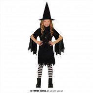 COSTUME STREGA SALEM BABY 5/6 ANNI HORROR VESTITO CAMICIA GONNA CAPPELLO PER TRAVESTIMENTI DI HALLOWEEN NO ACCESSORI