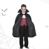 MANTELLO NERO BAMBINO CON COLLETTO 90CM PER TRAVESTIMENTI HALLOWEEN/CARNEVALE E SCENE HORROR LUCIFERO DIAVOLO DIAVOLESSA