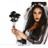 RAMO ROSE NERE FINTE 35CM PER ALLESTIMENTI SALE FESTE VETRINE TRAVESTIMENTI E SCENE HALLOWEEN HORROR ROSA NERA