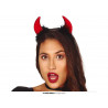 CERCHIETTO DEMONIO PELO NERO CORNA ROSSE DIAVOLETTA MORBIDE PER TRAVESTIMENTI HALLOWEEN/CARNEVALE A TEMA DIAVOLO