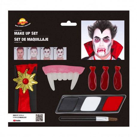 MAKE UP SET COMPLETO TRUCCO E ACCESSORI VAMPIRO PER TRAVESTIMENTI VARI DI HALLOWEEN CARNEVALE SPETTACOLI E SCENE A TEMA