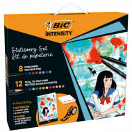 SET BIC INTENSITY MANGA STATIONERY SET 20 FINELINERS DUAL TIP + 1 NOTEBBOK + 1 CAHER + 1 WASHI TAPE