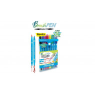 BOX PENNELLO+ 8 COLORI SOFT BRUSHPEN DUAL TIP 1 PUNTA A PENNELLO 1PUNTA FINE IDEALI PER LETTERING FUMETTI MANGA ITALY