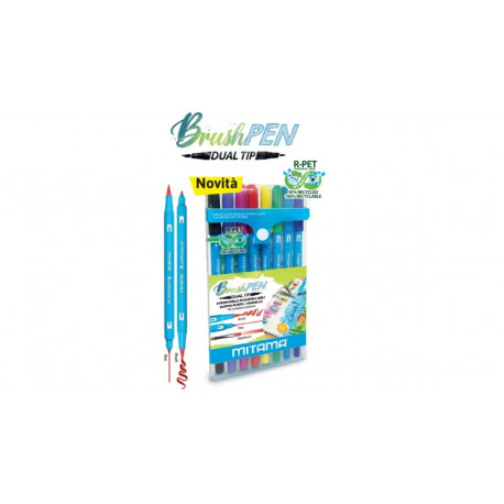 BOX PENNELLO+ 8 COLORI SOFT BRUSHPEN DUAL TIP 1 PUNTA A PENNELLO 1PUNTA FINE IDEALI PER LETTERING FUMETTI MANGA ITALY