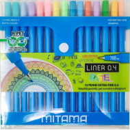 BOX 15 PENNE LINER PUNTA FINE 0,4MM IN FIBRA 15 COLORI PASTELLO PER SCRIVERE E DISEGNARE LUNGA SCRITTURA 700M MITAMA ITA