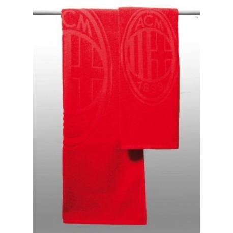 SET SPUGNA BAGNO. OSPITE40X60CM. + ASCIUGAMANO 50X100CM. AC.MILAN 100% COTONE PRODOTTO UFFICIALE UNIONTEX