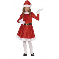 COSTUME BABBA NATALE BABY 7/9 ANNI VESTITO BABBO NATALE BAMBINA COMPLETO DI CAPPELLO E CINTURA SANTA CLAUS NO ACCESSORI