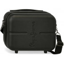 BEAUTY CASE DA VIAGGIO RIGIDO ABS PEPE JEANS LONDON 29X21X15CM NERO 1ZIP CON TRACOLLA E FASCIA ADATTABILE AL TROLLEY