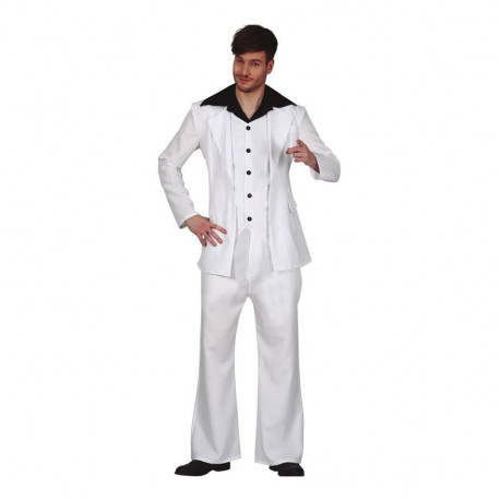 COSTUME DISCO BIANCO TG L PETTORINA GIACCA C/GILET PANTALONI TRAVESTIMENTI DI CARNEVALE SPETTACOLI A TEMA JOHN TRAVOLTA