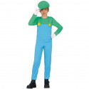 COSTUME CARNEVALE MACCHINISTA DI TRENO LUIGI SUPERMARIO 7/9 ANNI VESTITO COMPLETO TUTA CON MAGLIA E CAPPELLO NO ACCESSOR