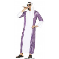 COSTUME CARNEVALE SCEICCO ARABO TG M ADULTO VESTITO RICCO UOMO SAUDITA COMPLETO TUNICA E COPRICAPO NO ACCESSORI