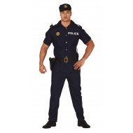 COSTUME DA POLIZIOTTO TG S VESTITO COMPLETO DI TUTA CAPPELLO E CINTURA PER TRAVESTIMENTI DI CARNEVALE NO ACCESSORI