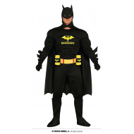 COSTUME CARNEVALE SUPEREROE BATMANBAR VESTITO TG L COMPLETO MANTELLO C/CAPUCCIO TUTA E CINTURA P/LATTINE NO ACCESSORI