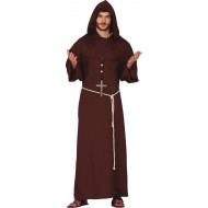 COSTUME DA FRATE VESTITO TG L COMPLETO TUNICA CON CAPUCCIO MANTELLO E CINTURA PER TRAVESTIMENTI DI CARNEVALE NO ACCESSOR