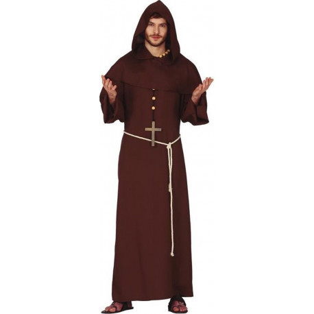 COSTUME DA FRATE VESTITO TG L COMPLETO TUNICA CON CAPUCCIO MANTELLO E CINTURA PER TRAVESTIMENTI DI CARNEVALE NO ACCESSOR