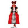 COSTUME CARNEVALE REGINA DI CUORI TG S VESTITO LUNGO CON CORONCINA E ANELLO INTERNO ABITO DAMA DI CUORI NO ACCESSORI