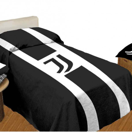 COPRILETTO COTONE 1 PIAZZA SINGOLO FC JUVENTUS 170X270CM BIANCO E NERO 100% COTONE CON LOGO CENTRALE OFFICIAL PRODUCT