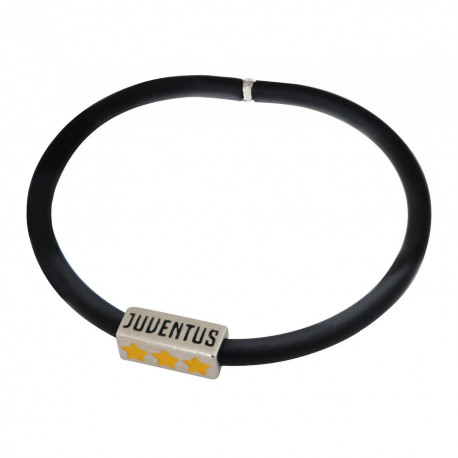 BRACCIALE FC JUVENTUS IN SILICONE NERO STELLE ACCIAIO SCRITTA JUVENTUS CON SCATOLA PRODOTTO UFFICIALE GIEMME TO ITALY