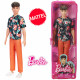 BARBIE KEN FASHIONISTAS BAMBOLA 30CM KEN VESTITI ALLA MODA CAMICIA A FIORI PANTALONI ARANCIONI CAPELLI SCURI MATTEL