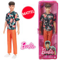 BARBIE KEN FASHIONISTAS BAMBOLA 30CM KEN VESTITI ALLA MODA CAMICIA A FIORI PANTALONI ARANCIONI CAPELLI SCURI MATTEL