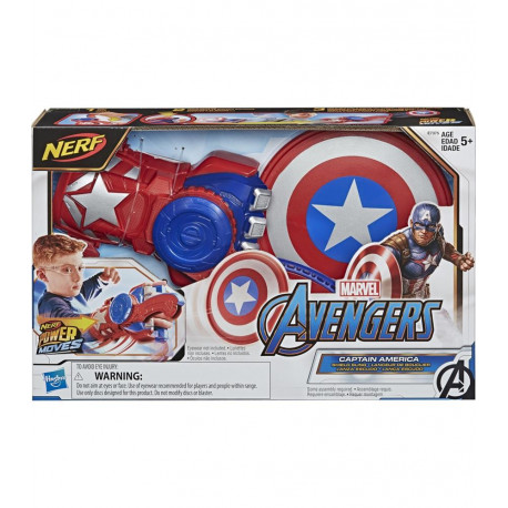 GUANTO LANCIA SCUDO DI CAPITAN AMERICA AVENGERS POWER MOVES ROLE PLAY CON TECNOLOGIA NERF LANCIA DARDI MARVEL HASBRO