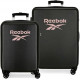 SET 2 TROLLEY DA VIAGGIO ABS 4 DOPPIE RUOTE REEBOK BEVERLY NERO VALIGIA CABINA 55X38X20CM STIVA 48X70X26CM CHIUS.A COMBI