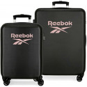 SET 2 TROLLEY DA VIAGGIO ABS 4 DOPPIE RUOTE REEBOK BEVERLY NERO VALIGIA CABINA 55X38X20CM STIVA 48X70X26CM CHIUS.A COMBI