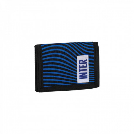 PORTAFOGLI VELCRO WALLET FC INTERNAZIONALE MILANO ALL BALL NEROAZZURRO CON ZIP PORTAMONETE OFFICIAL PRODUCT SEVEN ITALY