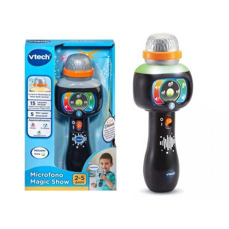 MICROFONO MAGIC SHOW BLUETOOTH 15 CANZONI FRASI E LUCI A RITMO MUSICALE APPRENDIMENTO IMMAGINAZIONE BABY 9-36MESI