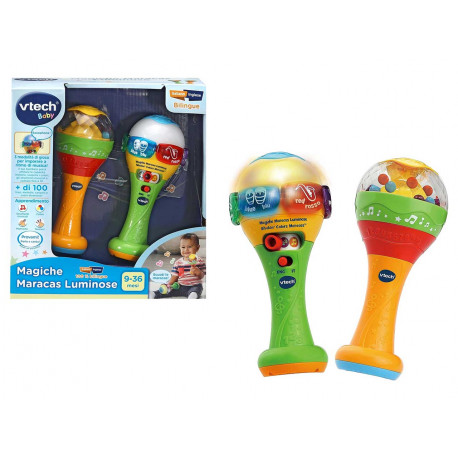 MAGICHE MARACAS LUMINOSE APPRENDIMENTO 3 MODALITÀ IMPARA LA MUSICA I COLORI NUMERI PARLA E CANTA100+CANZONI BABY9-36MESI