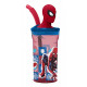 BICCHIERE CON CANNUCCIA TRITAN 3D SPIDER MAN 360ML TRASPARENTE ROSSO CON TESTONE SUPER EROE UOMO RAGNO MARVEL ORIGINAL