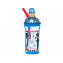BICCHIERE CON CANNUCCIA TRITAN 3D CAPITAN AMERICA 360ML TRASPARENTE BLU CON TESTONE SUPER EROE MARVEL ORIGINAL