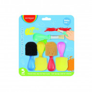 TEXTURES BRUSHES SET 5 PENNELLI PER BAMBINI 4 PENNELLI SPUGNA 1 PENNELLO SETOLA IMPUGNATURA ERGONOMICA BABY LINE KEYROAD