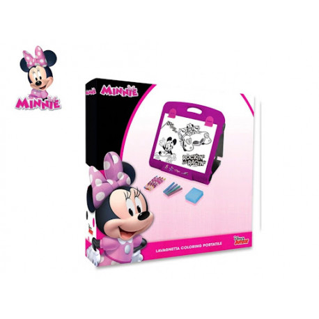 SET LAVAGNETTA PORTATILE MINNIE DISNEY JUNIOR CONTIENE 1 LAVAGNA 5 FOGLI DA COLORARE 4 PASTELLI A CERA 4GESSETTI 1SPUGNA