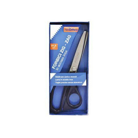 FORBICE ZIG ZAG LAMA IN ACCIAIO INOX 21,5CM IDEALE PER CARTA E TESSUTI TAGLIO PRECISO SENZA SBAVATURE NIKOFFICE ITALY