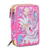 ASTUCCIO SCUOLA 3ZIP LIBRO SJ GANG UNICORNLEDGIRL 45PZ.PENNA CANCELLABILE PILOT+COLORI+PASTELLI4.0+ACCESSORI SEVENJUNIOR