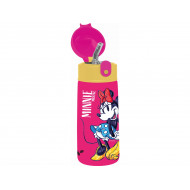 BORRACCIA TERMICA MINNIE MOUSE KID TAPPO AUTOMATICO C/CANNUCCIA 460ML ACCIAIO INOX304 FREDDO24H.CALDO12H BPA FREE SEVEN
