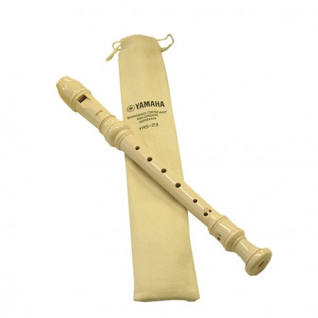 FLAUTO YAMAHA SOPRANO/DESCANT RECORDER GERMAN YRS-23.COLORE BEIGE CON CUSTODIA IN STOFFA