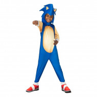 COSTUME SONIC 7/8ANNI VESTITO CARNEVALE COMPLETO DI TUTA COPRICAPO E COPRISCARPE ORIGINAL THE HEDGEHOG NO ACCESSORI