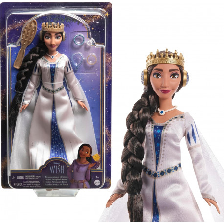 MATTEL DISNEY WISH REGINA AMAYA DI ROSAS FILM BAMBOLA SNODATA CON ABITO REGALE CORONA ACCESSORI RIMOVIBILI INCLUSI