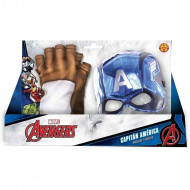 AVENGERS SET CAPITAN AMERICA MASCHERA E GUANTI BIMBI 3+ANNI PER TRAVESTIMENTI DI CARNEVALE SUPEREROE MARVEL NO ACCESSORI