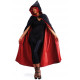 MANTELLO DOUBLE FAS ROSSO NERO 140CM IN TAFFETAS CON CAPPUCCIO PER TRAVESTIMENTI DI HALLOWEEN CARNEVALE A TEMA VAMPIRA