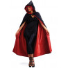 MANTELLO DOUBLE FAS ROSSO NERO 140CM IN TAFFETAS CON CAPPUCCIO PER TRAVESTIMENTI DI HALLOWEEN CARNEVALE A TEMA VAMPIRA